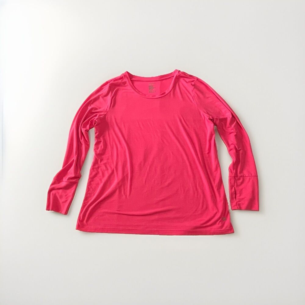 GapBody Womens XXL Bright Pink Long Sleeve Crewneck Active Shirt Thumbholes